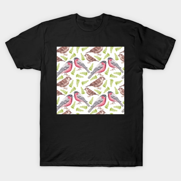 birds with leaves. watercolor T-Shirt by lisenok